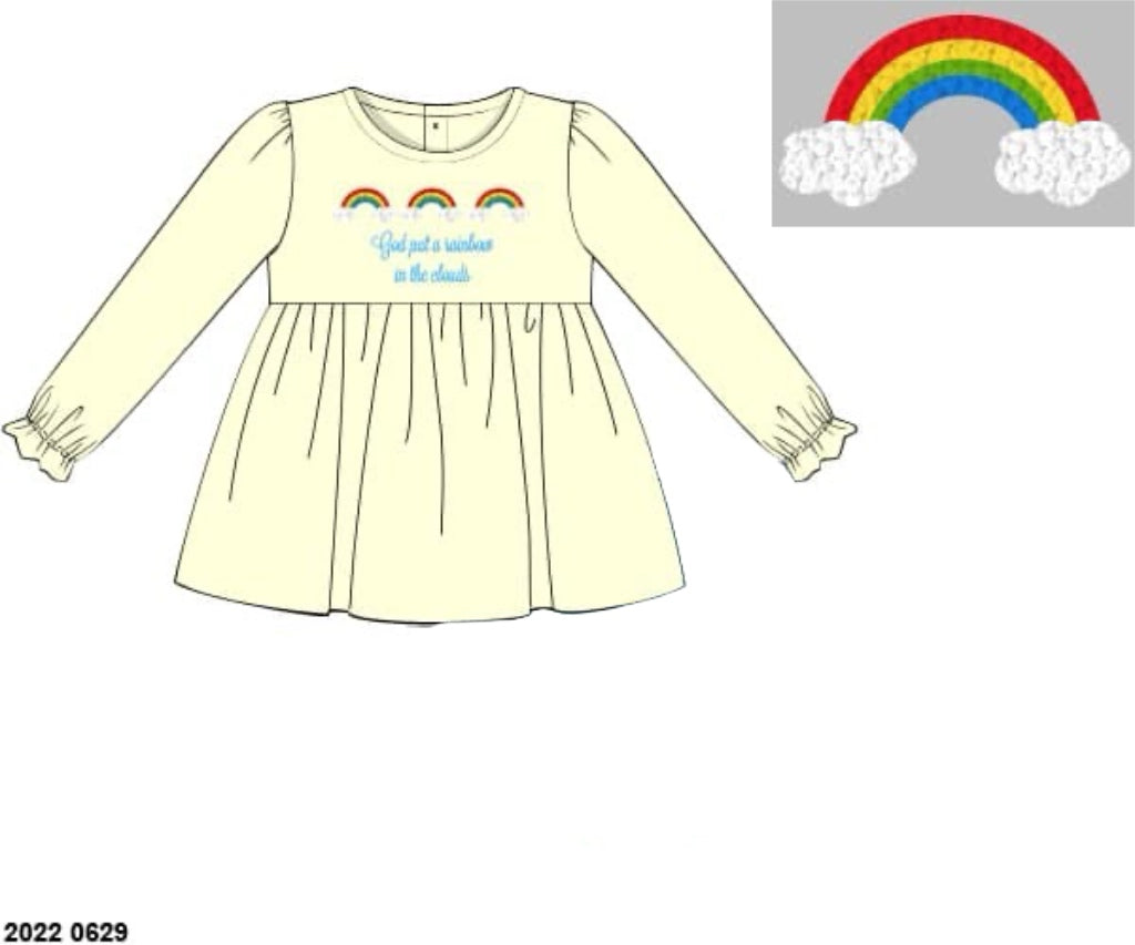 RTS: Girls Mix & Match- French Knot Rainbow Knit Shirt