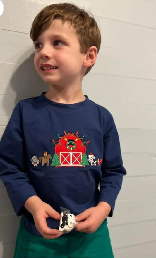 RTS: 25 Days of Christmas- Boys Christmas Barnyard Knit Shirt