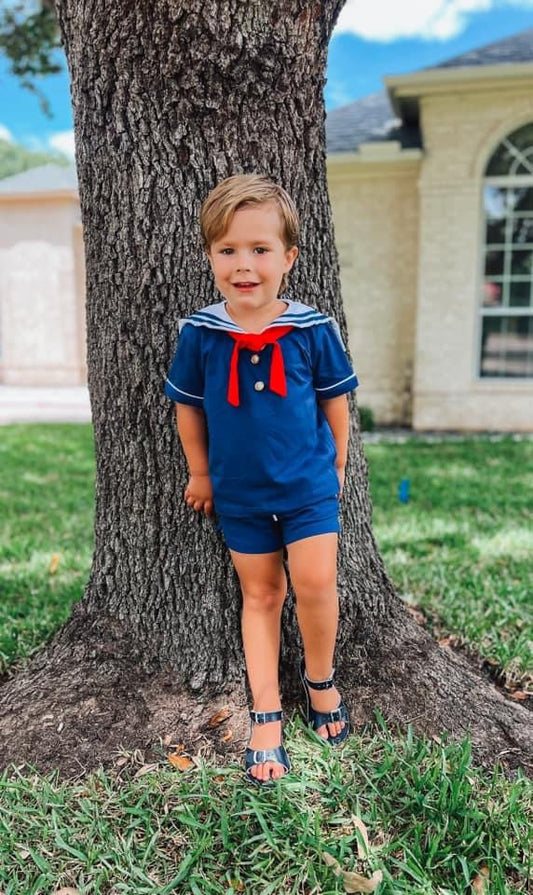 RTS: Sailors At Sea- Boys Knit Shortie Set