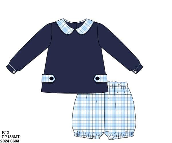 RTS: Winter Eloise- Boys Woven Bubble Short Set