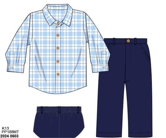 RTS: Winter Eloise- Boys Woven Pant Set