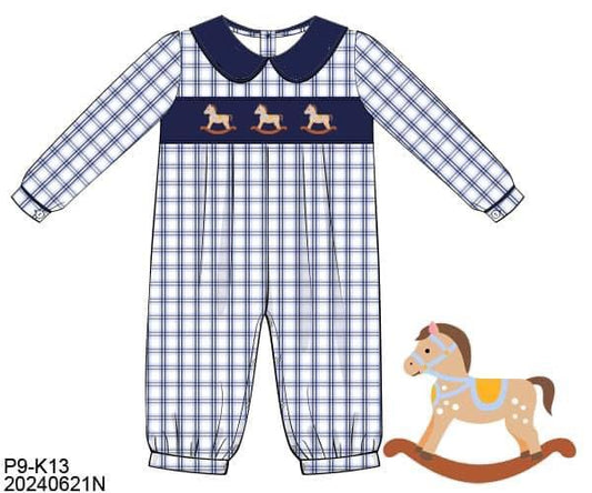 RTS: Rockin' Carousel- Boys Woven Romper (No Monogram)