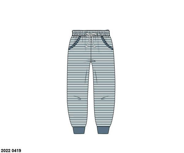 RTS: Boys Mix & Match- Knit Joggers in Blue Stone Stripe