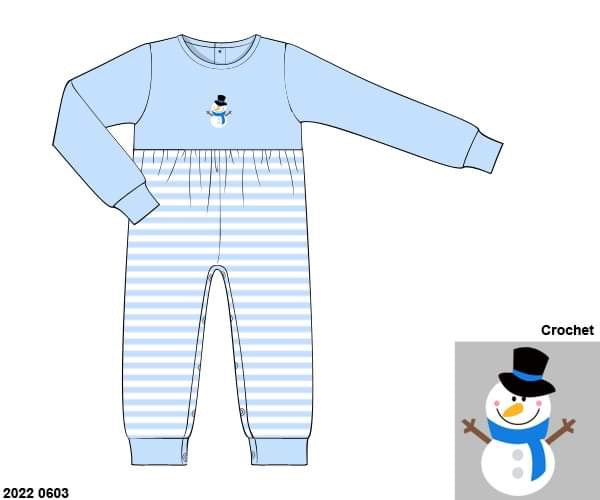 RTS: Crochet Snowmen- Boys Knit Romper