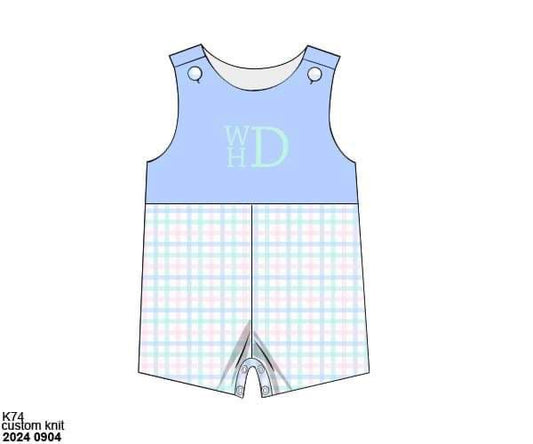 Pre Order 116: Prescott Petals & Plaid- Boys Knit Angled Shortall