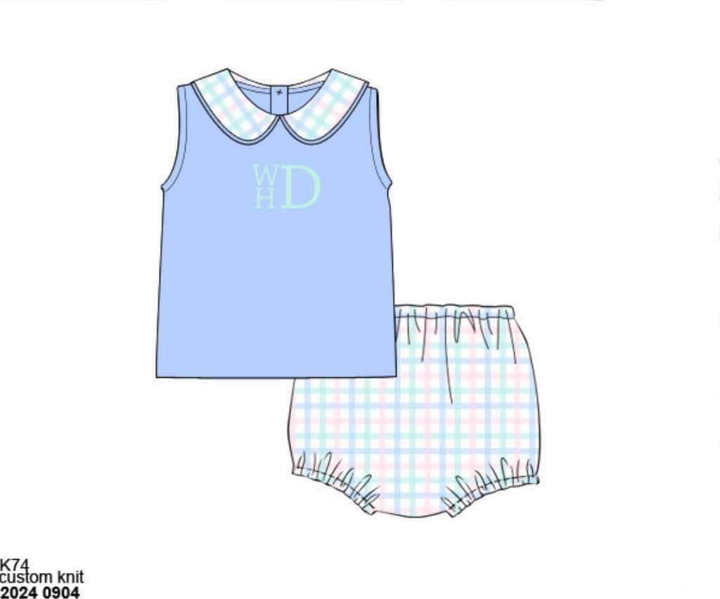 Pre Order 116: Prescott Petals & Plaid- Boys Knit Diaper Set