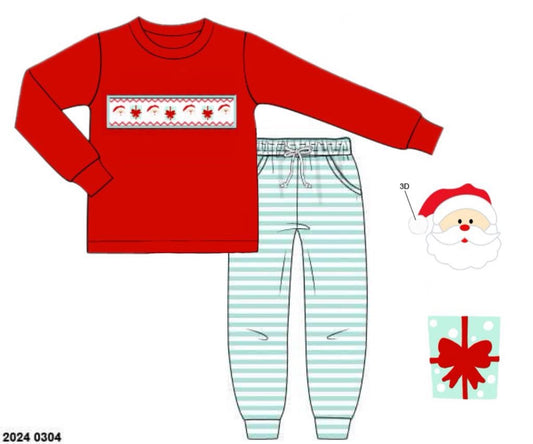 RTS: Christmas Presents & Santa- Boys Knit Jogger Set