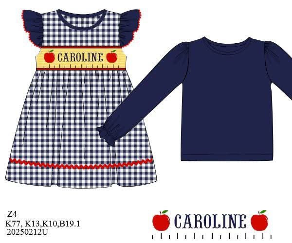 Pre Order 123: Ruler Name Smocks- Girls Knit Dress