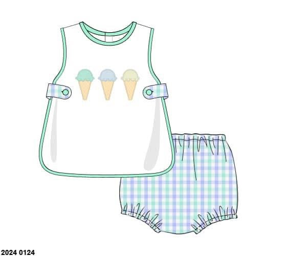 Pre Order 122: Ice Cream- Boys Woven Diaper Set