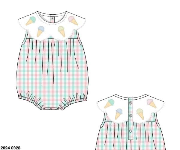 Pre Order 122: Ice Cream- Girls Woven Bubble