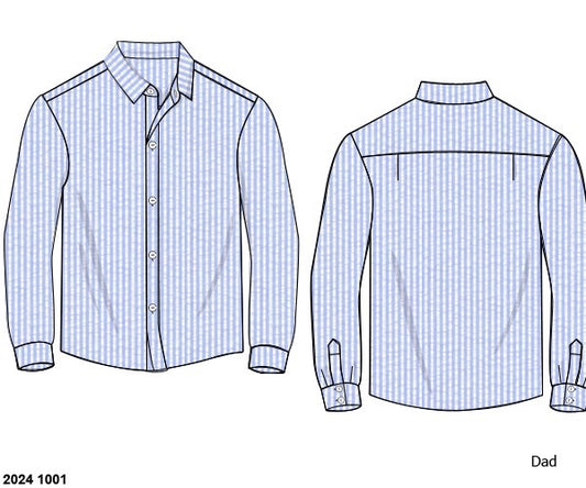 Pre Order 116: Avery's Seersucker- Dad/Boys Woven Button Up Shirt