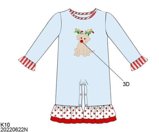 RTS: BBS Rudolph Puppy- Girls Knit Romper