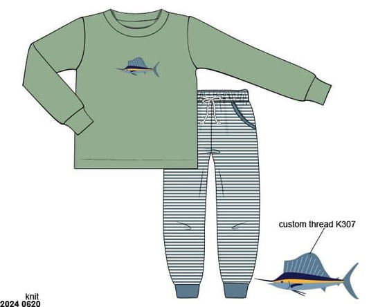 RTS: Coastal Sailfish- Boys Knit Jogger Set