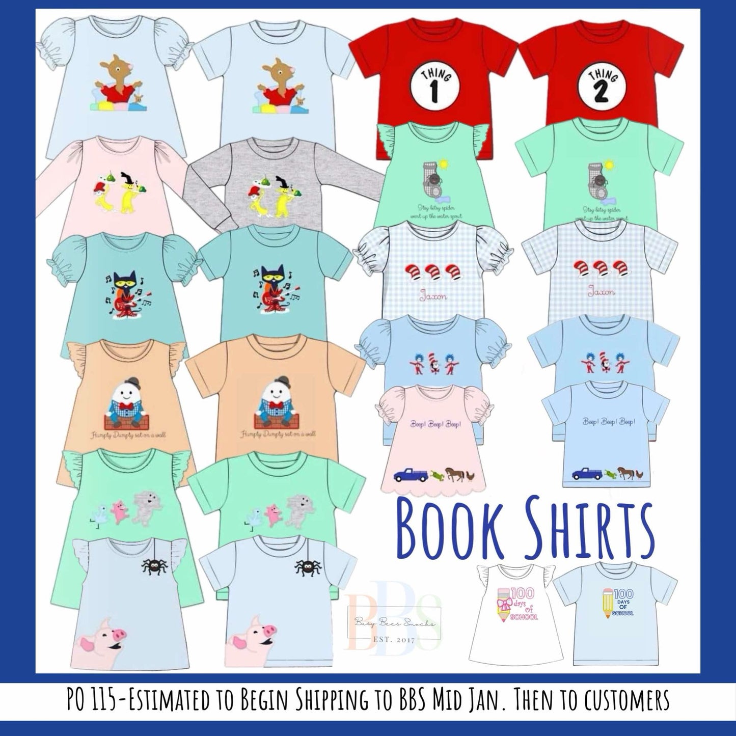 RTS: Book Shirts- 100 Days of School Boy Knit Shirt