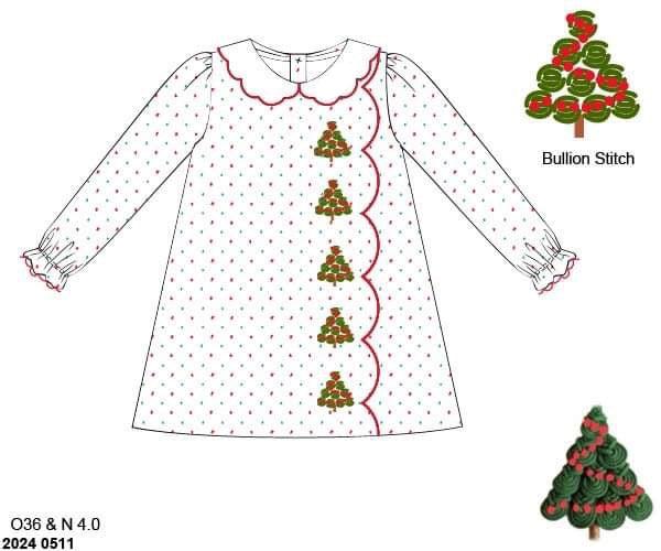 RTS: Oh, Christmas Tree- Girls Swiss Dot Dress