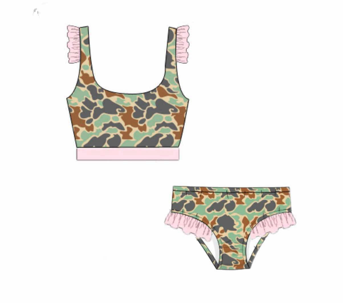 Pre Order 122: Camo Swim- Mom/Mini 2pc Rash Guard Swim