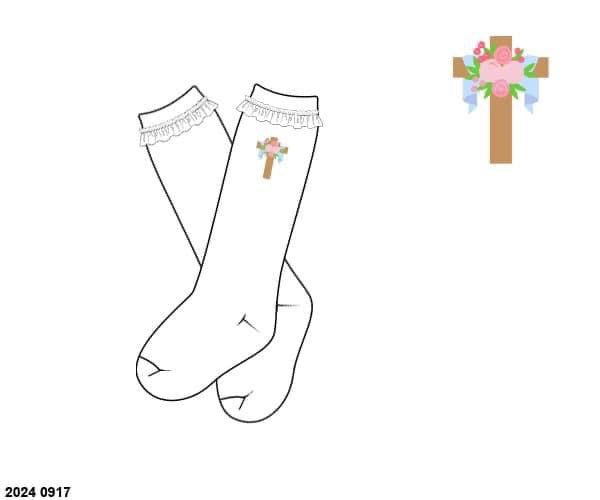 Pre Order 116: Cross Name Smocks- Girls Embroidered Socks