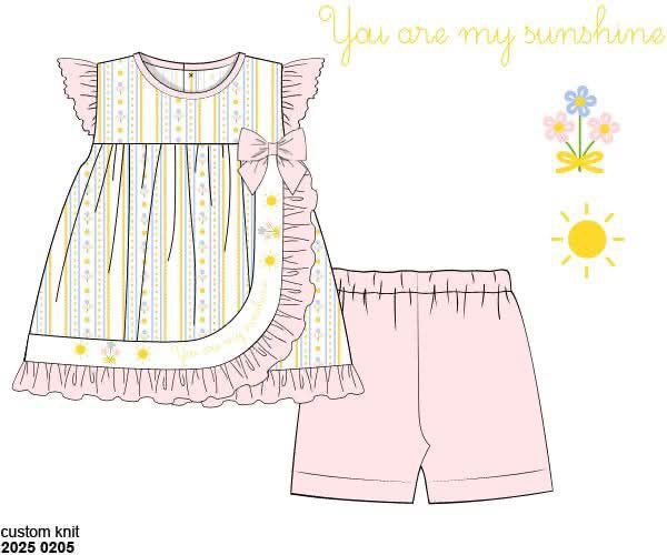 Pre Order 123: You Are My Sunshine- Girls Biker Short Set