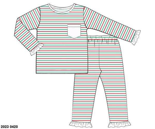 RTS: Tinsel Stripes- Girls 2pc Knit Lounge