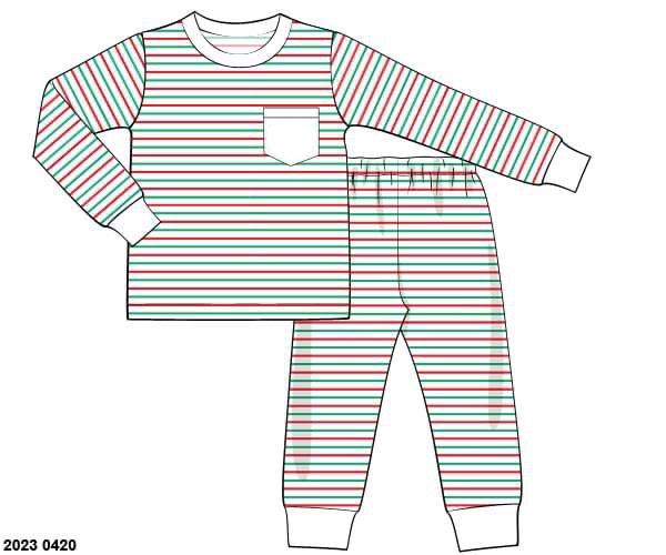 RTS: Tinsel Stripes- Boys 2pc Knit Lounge