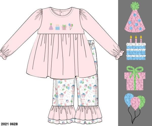 RTS: Winter Party- Girls French Knot Knit Pant Set