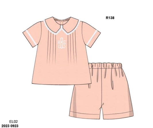 Pre Order 116: Peachy Spring- Boys Woven Short Set