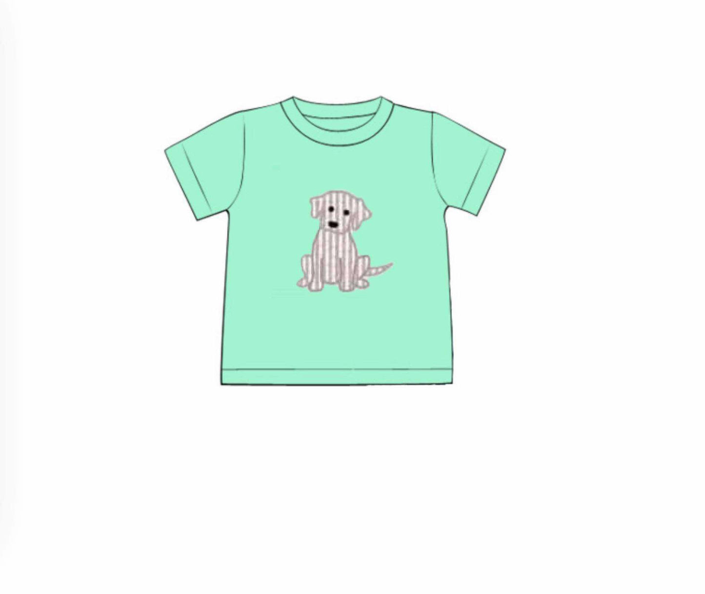 Pre Order 116: BBS Spring Puppy- Boys Mint Knit Shirt