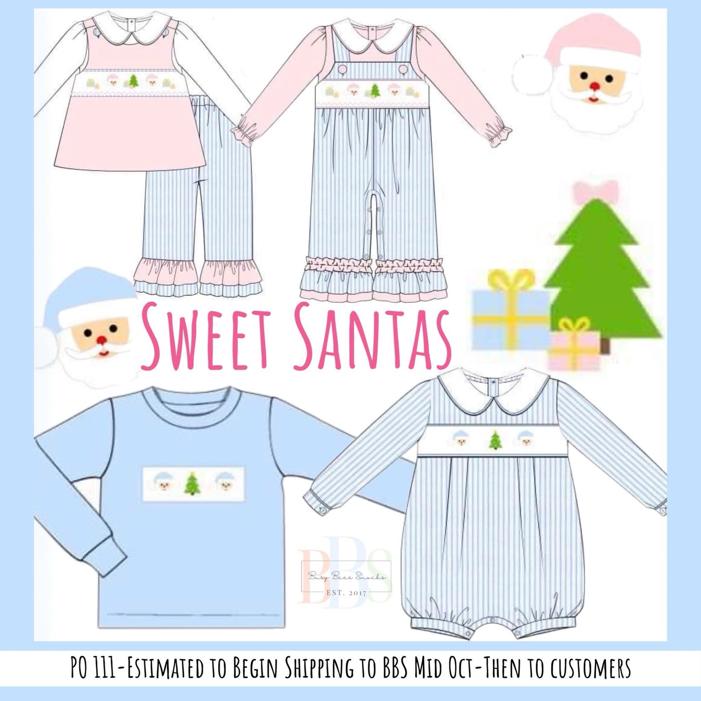 RTS: Sweet Santas- Boys Woven Bubble Romper