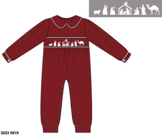 RTS: Garnet Nativity- Boys Knit Romper