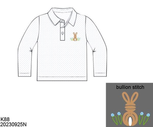 Pre Order 116: Easter Shirt Only- Boys Bullion Bunny Polo