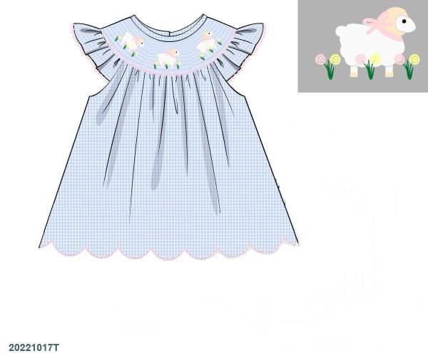 Pre Order 116: Easter Shirt Only- Girls Smocked Lambs