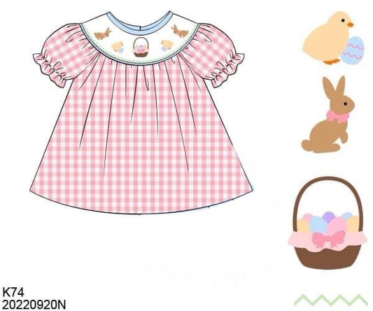 Pre Order 116: Easter Shirt Only- Girls Smocked Egg Hunt