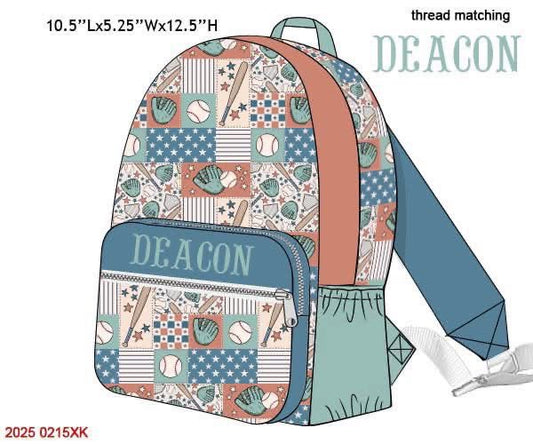 Pre Order 123: Baseball Patchwork Luggage- Backpack