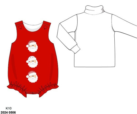 RTS: Trio Santa Appliqué- Girls 2pc Knit Bubble