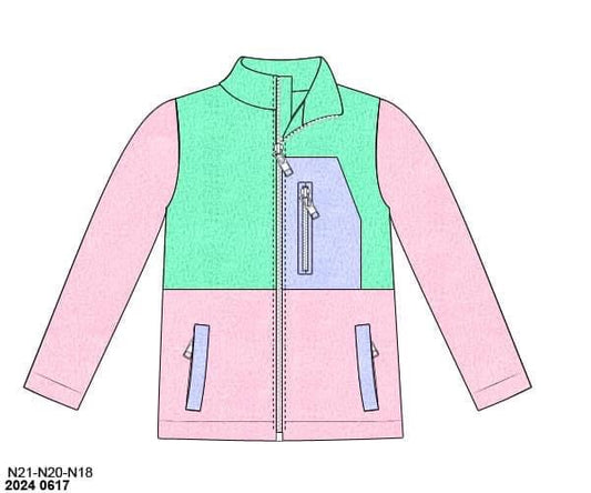 RTS: Fleece Jackets- Girls Color Block Zipper Fleece