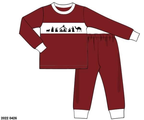 RTS: Garnet Nativity- Boys 2pc Knit Lounge