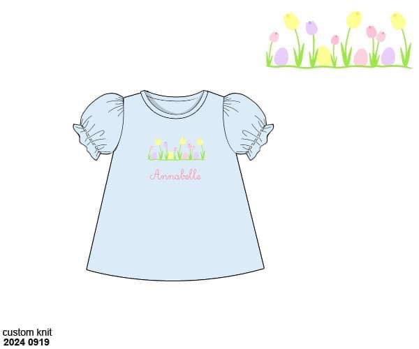 Pre Order 116: Easter Shirt Only- Girls Embroidered Flowers