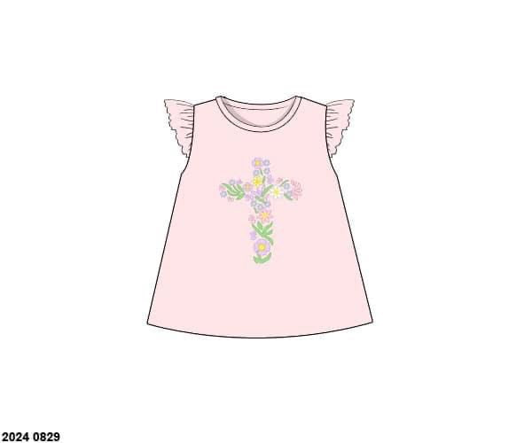 Pre Order 116: Easter Shirt Only- Girls Spring Cross