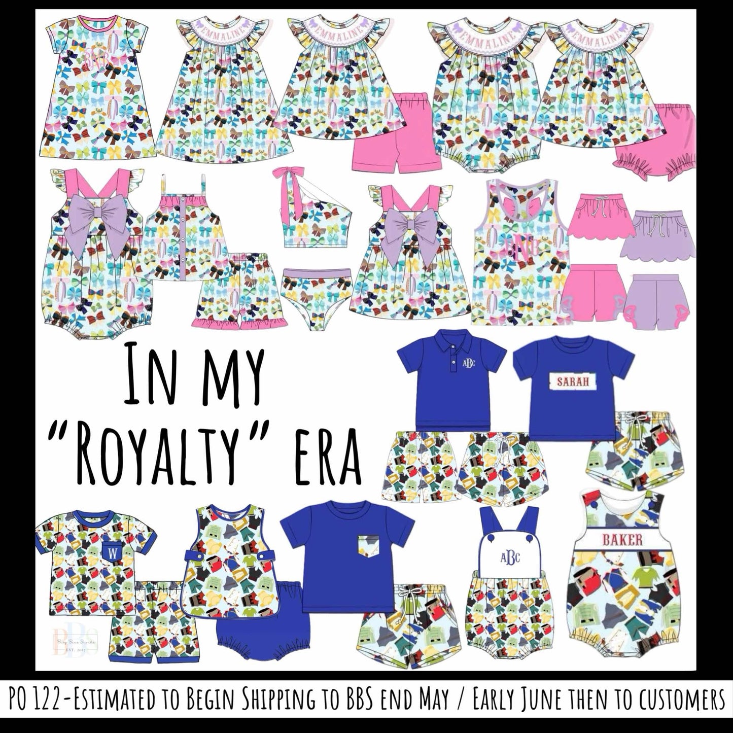 Pre Order 122: Royalty Era- Girls Knit Name Smock Bloomer Set