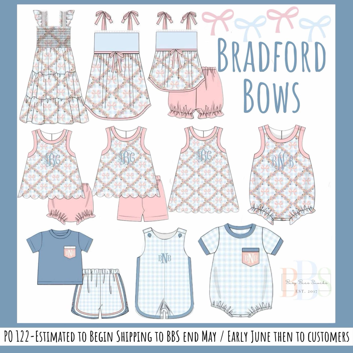 Pre Order 122: Bradford Bows- Boys Knit Angled Short Set