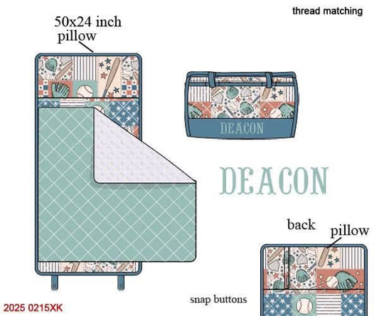 Pre Order 123: Baseball Patchwork Luggage- Nap Mat