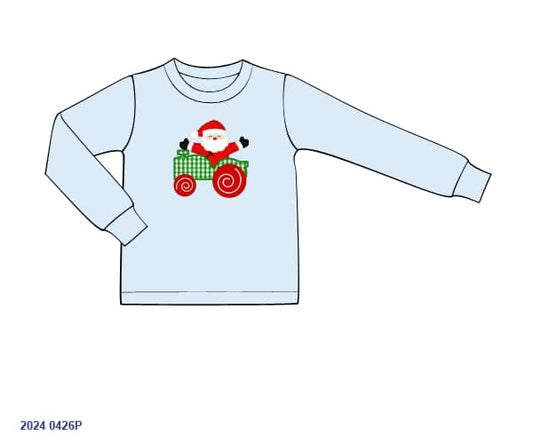 RTS: 25 Days of Christmas- Boys Santa & Tractor Knit Shirt