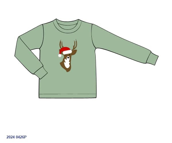 RTS: 25 Days of Christmas- Boys Santa Deer Knit Shirt