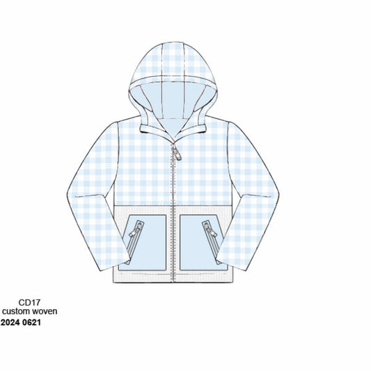 RTS: Windbreakers- Boys Asher Blue Gingham Jacket