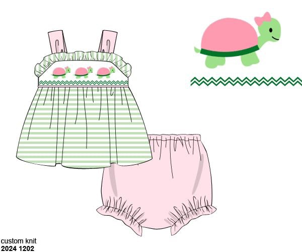 Pre Order 122: Turtle Turtle- Girls Knit Bloomer Set