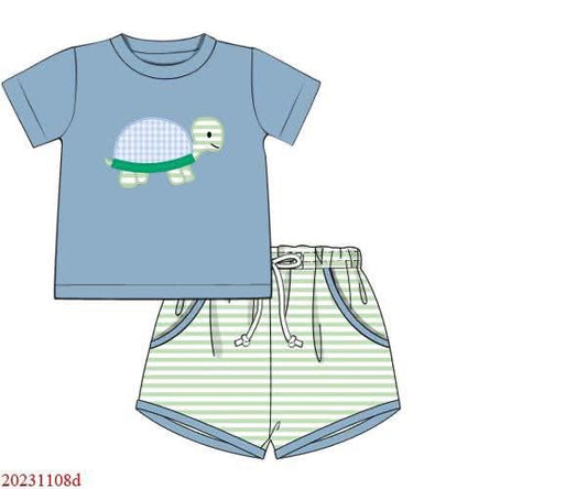 Pre Order 122: Turtle Turtle- Boys Knit Shortie Set