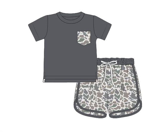 Pre Order 122: Causey Camo- Boys Knit Shortie Set