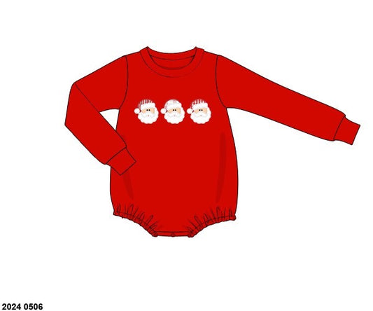 RTS: Trio Santa Appliqué- Boys Knit Bubble