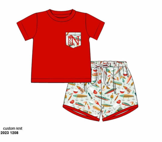 Pre Order 122: Go Fish- Boys Knit Shortie Set