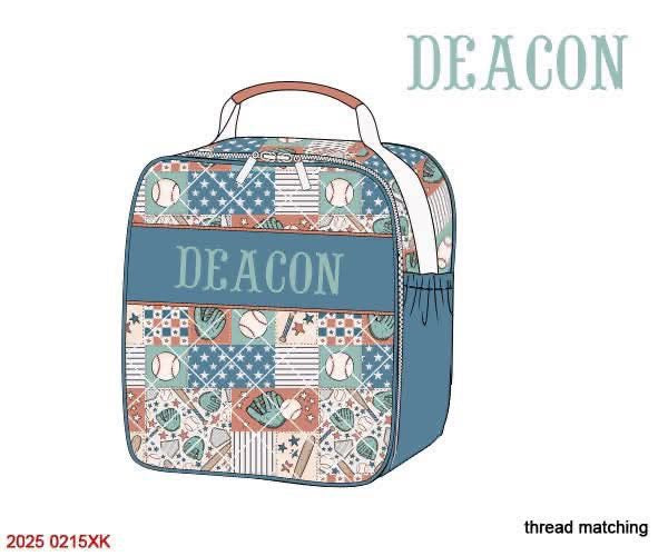 Pre Order 123: Baseball Patchwork Luggage- Lunchbox